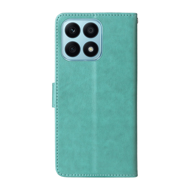 For Honor X8a 4G Embossed Butterfly Flowers Leather Phone Case