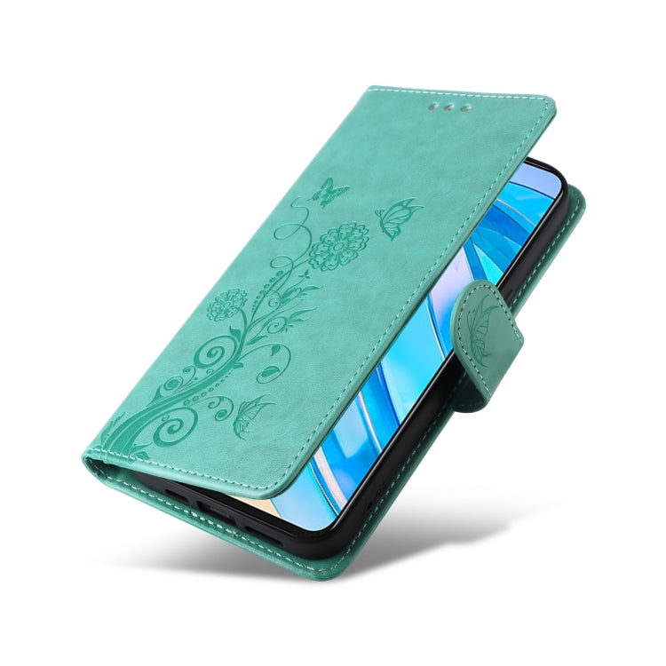 For Honor X8a 4G Embossed Butterfly Flowers Leather Phone Case