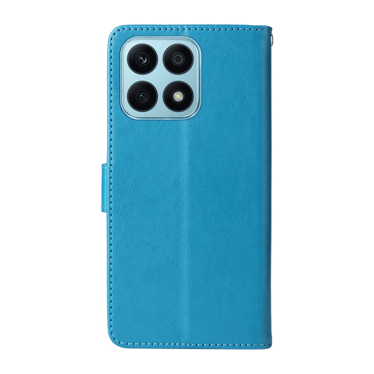 For Honor X8a 4G Embossed Butterfly Flowers Leather Phone Case