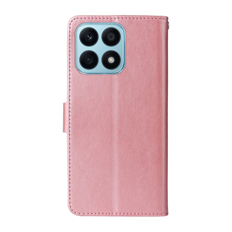 For Honor X8a 4G Embossed Butterfly Flowers Leather Phone Case