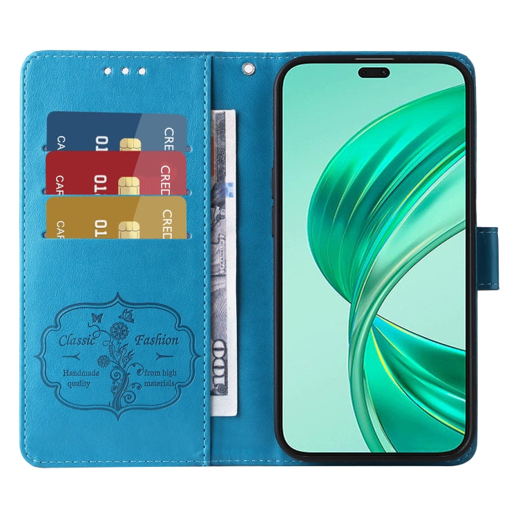 For Honor X8b Embossed Butterfly Flowers Leather Phone Case