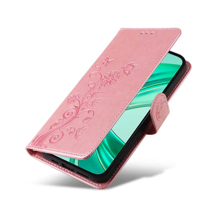 For Honor X8b Embossed Butterfly Flowers Leather Phone Case