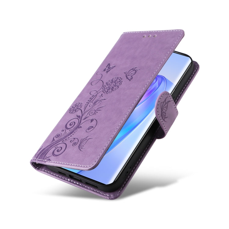 For Honor X9a 5G / Magic5 Lite / X40 5G Embossed Butterfly Flowers Leather Phone Case