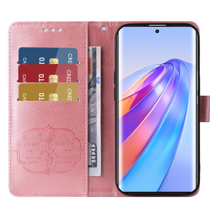 For Honor X9a 5G / Magic5 Lite / X40 5G Embossed Butterfly Flowers Leather Phone Case