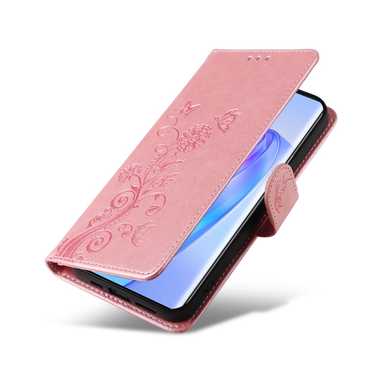 For Honor X9a 5G / Magic5 Lite / X40 5G Embossed Butterfly Flowers Leather Phone Case