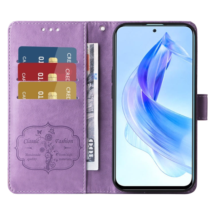 For Honor X50i 5G / 90 Lite Embossed Butterfly Flowers Leather Phone Case