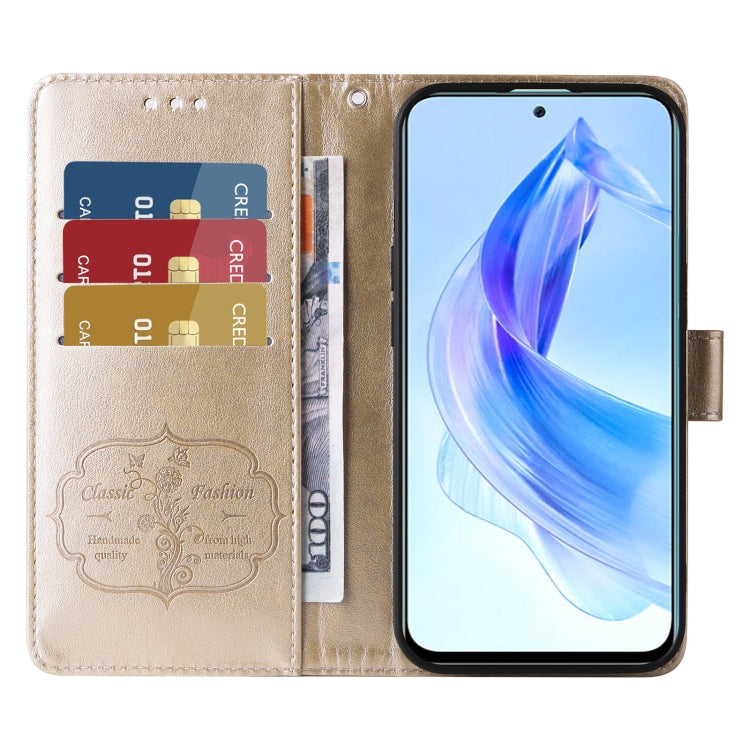 For Honor X50i 5G / 90 Lite Embossed Butterfly Flowers Leather Phone Case