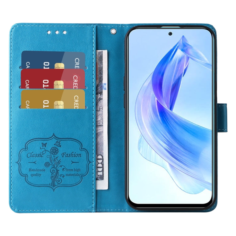 For Honor X50i 5G / 90 Lite Embossed Butterfly Flowers Leather Phone Case