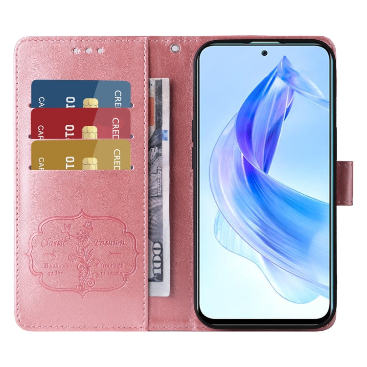 For Honor X50i 5G / 90 Lite Embossed Butterfly Flowers Leather Phone Case