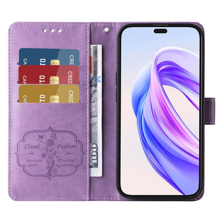 For Honor X50i+ Embossed Butterfly Flowers Leather Phone Case