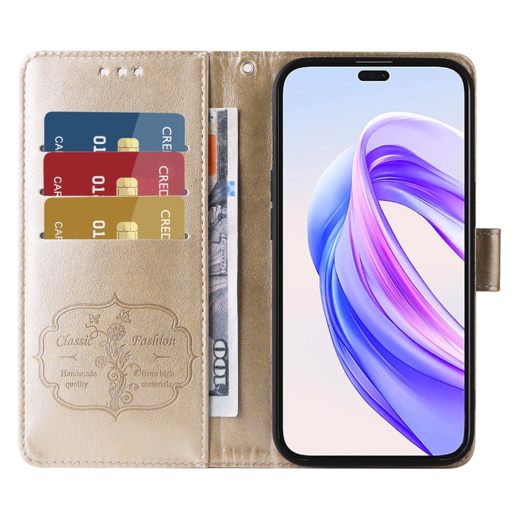 For Honor X50i+ Embossed Butterfly Flowers Leather Phone Case