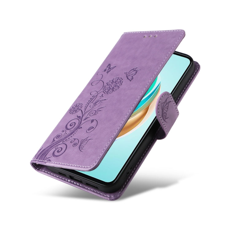 For Honor X60i Embossed Butterfly Flowers Leather Phone Case