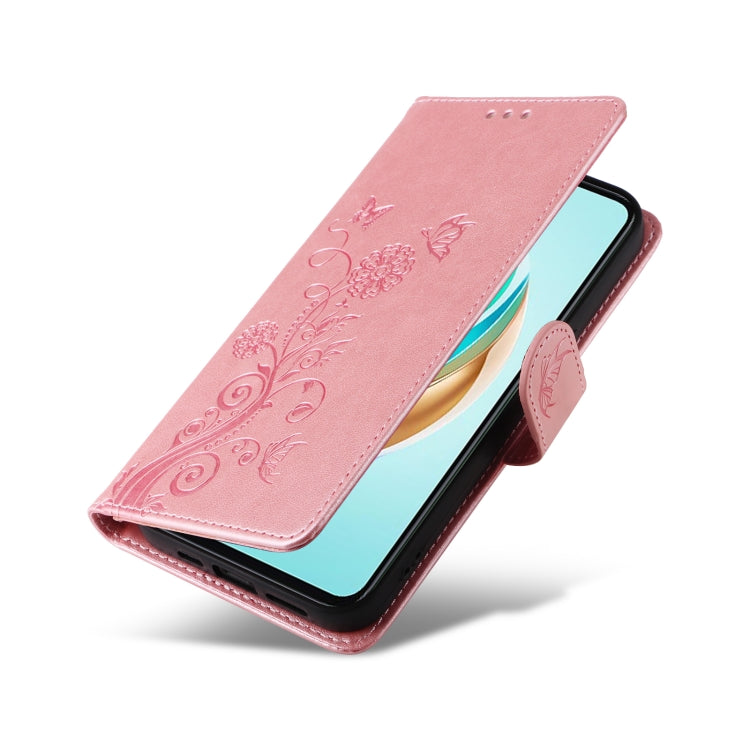 For Honor X60i Embossed Butterfly Flowers Leather Phone Case