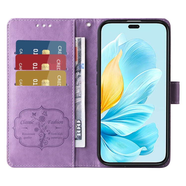 For Honor 200 Lite Global Embossed Butterfly Flowers Leather Phone Case