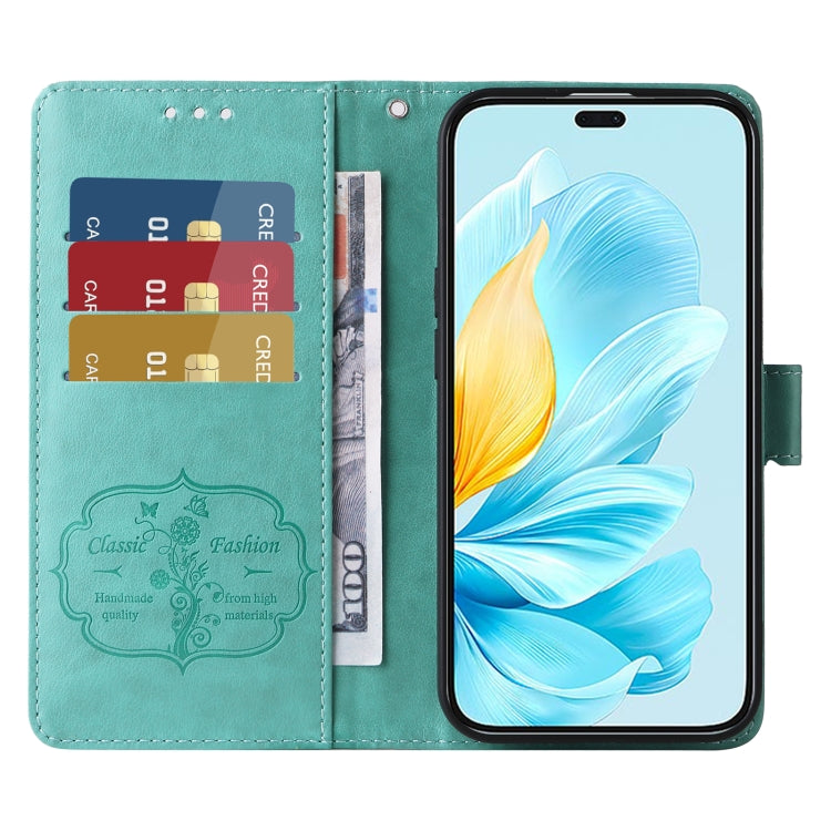 For Honor 200 Lite Global Embossed Butterfly Flowers Leather Phone Case
