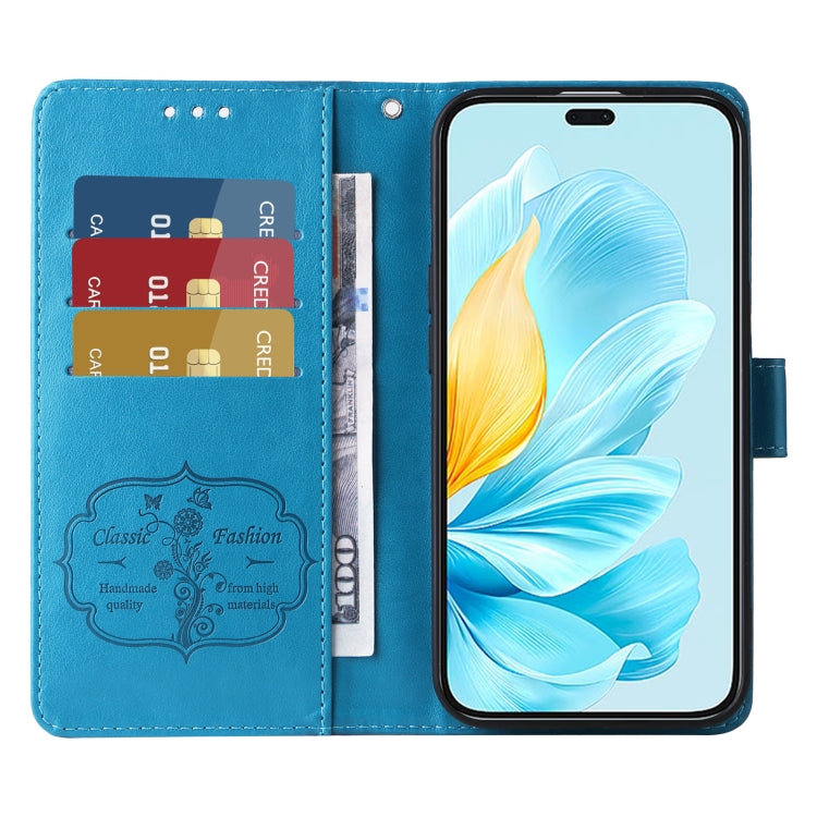 For Honor 200 Lite Global Embossed Butterfly Flowers Leather Phone Case