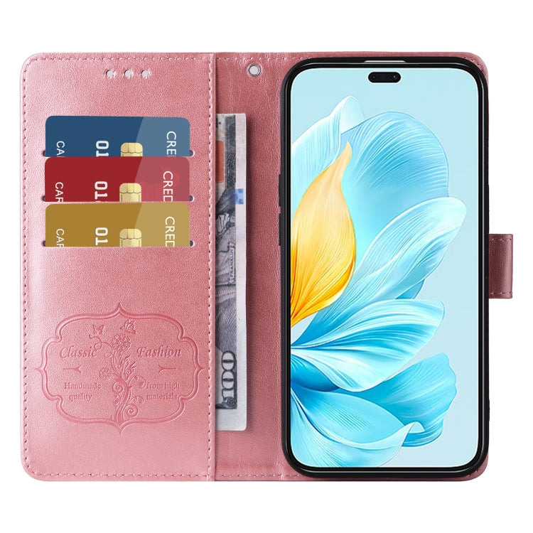 For Honor 200 Lite Global Embossed Butterfly Flowers Leather Phone Case