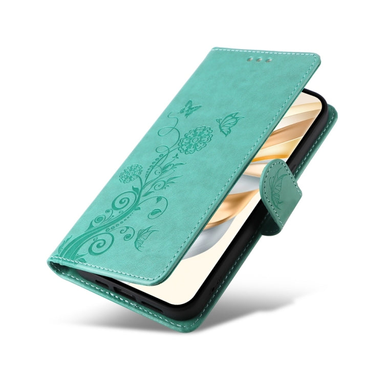 For Honor X9c / Magic7 Lite Embossed Butterfly Flowers Leather Phone Case