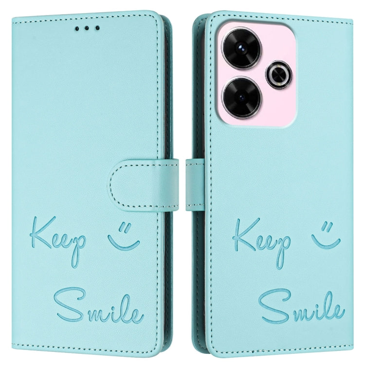 For Redmi 13 4G / Note 13R Smile Embossing RFID Leather Phone Case