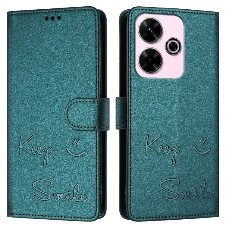 For Redmi 13 4G / Note 13R Smile Embossing RFID Leather Phone Case