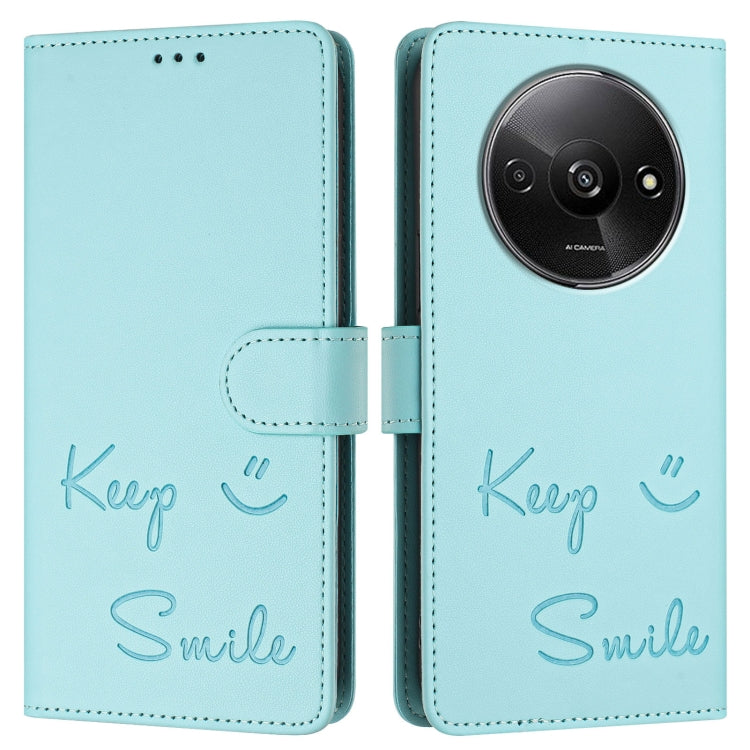 For Redmi A3 4G Global Smile Embossing RFID Leather Phone Case