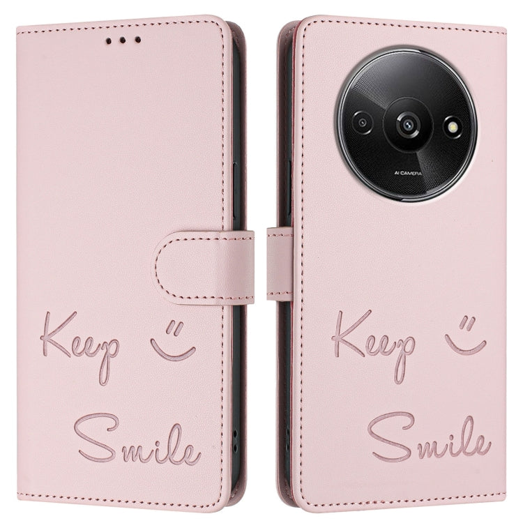 For Redmi A3 4G Global Smile Embossing RFID Leather Phone Case