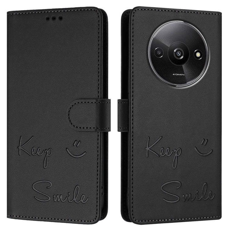 For Redmi A3 4G Global Smile Embossing RFID Leather Phone Case