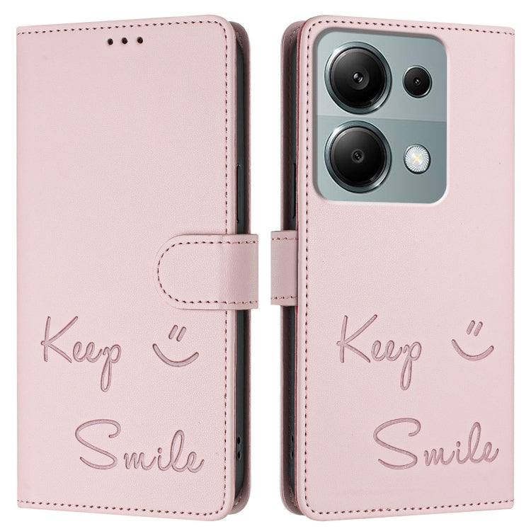 For Redmi Note 13 Pro 4G Global Smile Embossing RFID Leather Phone Case