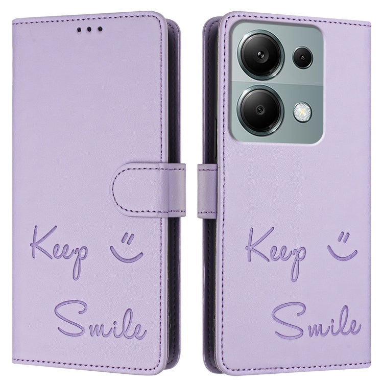 For Redmi Note 13 Pro 4G Global Smile Embossing RFID Leather Phone Case