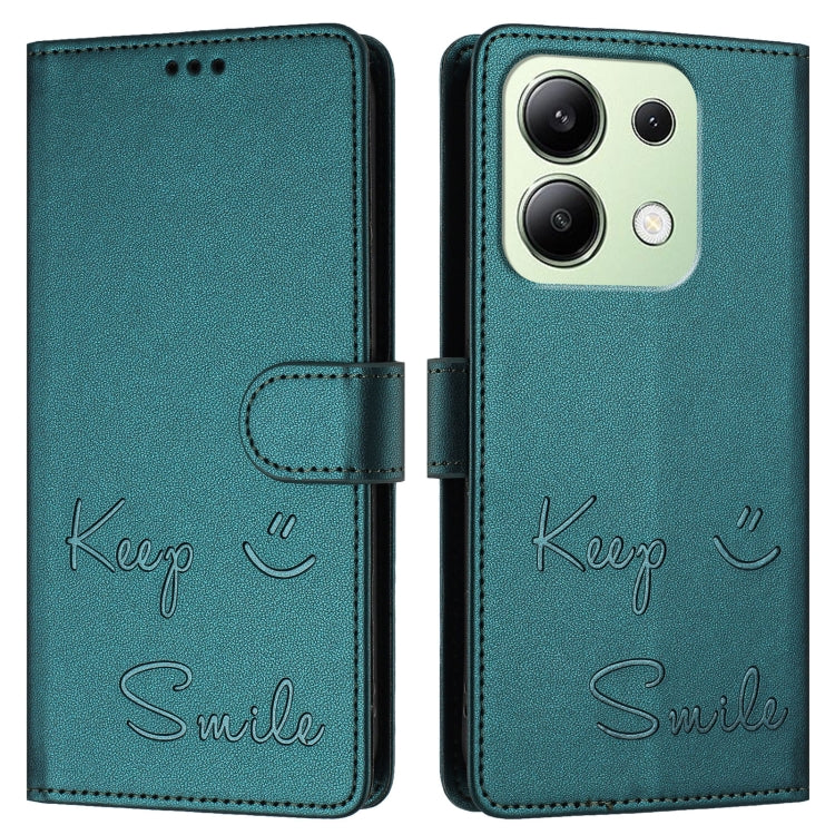 For Redmi Note 13 4G Global Smile Embossing RFID Leather Phone Case