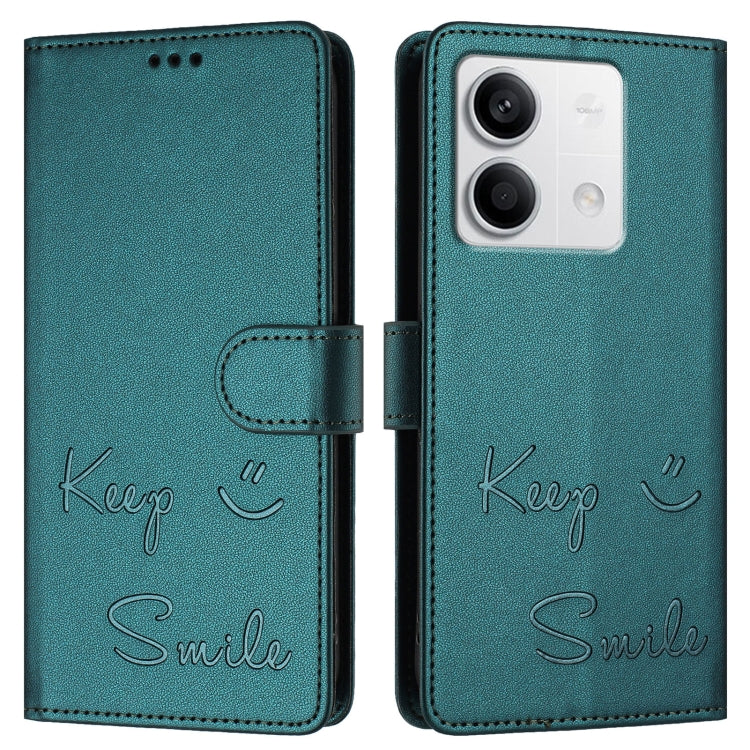 For Redmi Note 13 5G Global Smile Embossing RFID Leather Phone Case