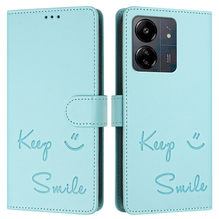 For Redmi 13C 4G Smile Embossing RFID Leather Phone Case