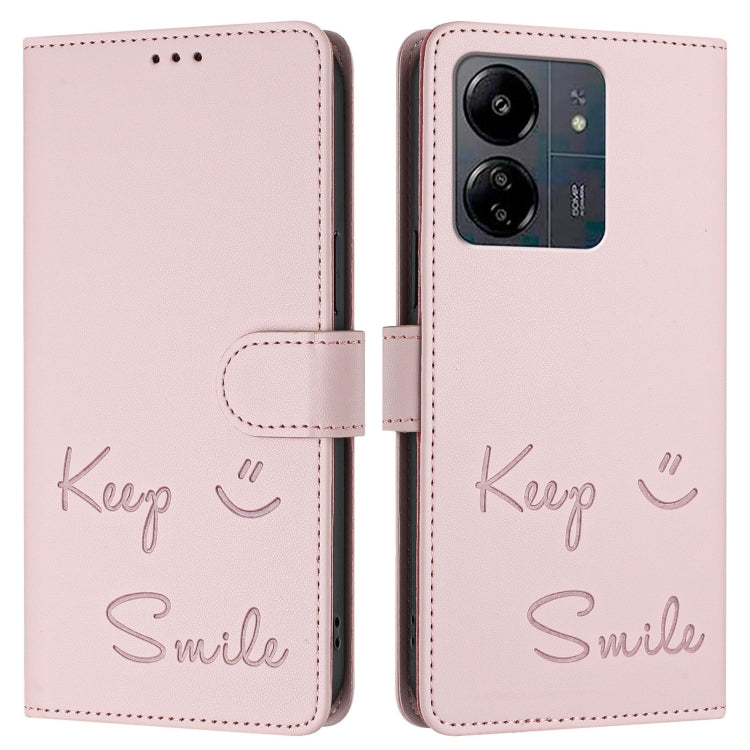 For Redmi 13C 4G Smile Embossing RFID Leather Phone Case