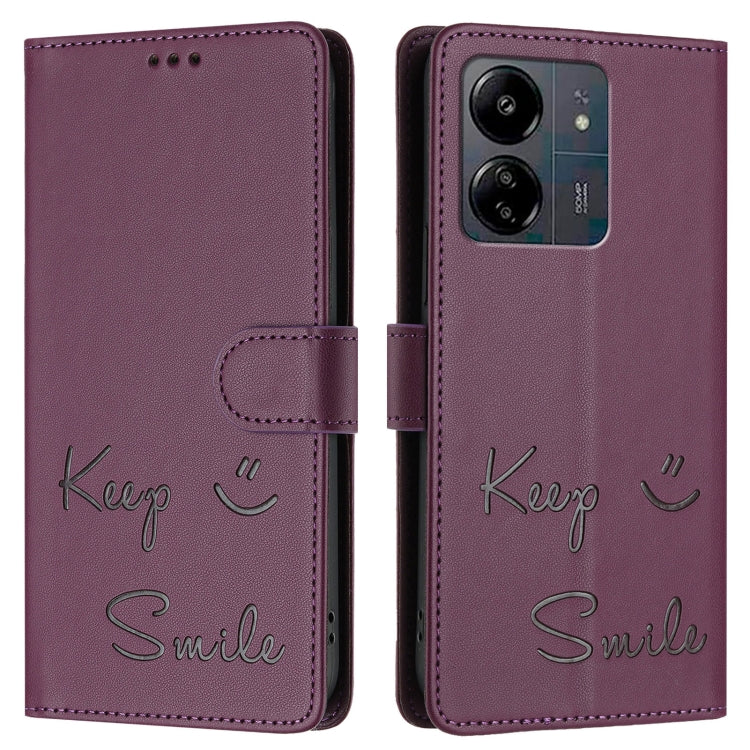 For Redmi 13C 4G Smile Embossing RFID Leather Phone Case