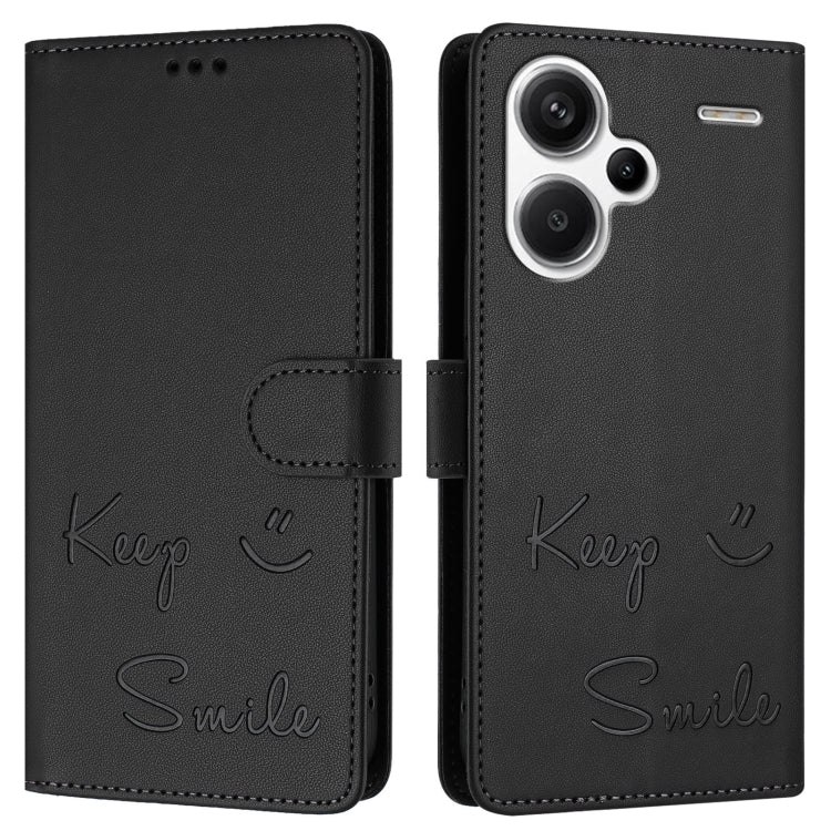 For Redmi Note 13 Pro+ Global Smile Embossing RFID Leather Phone Case
