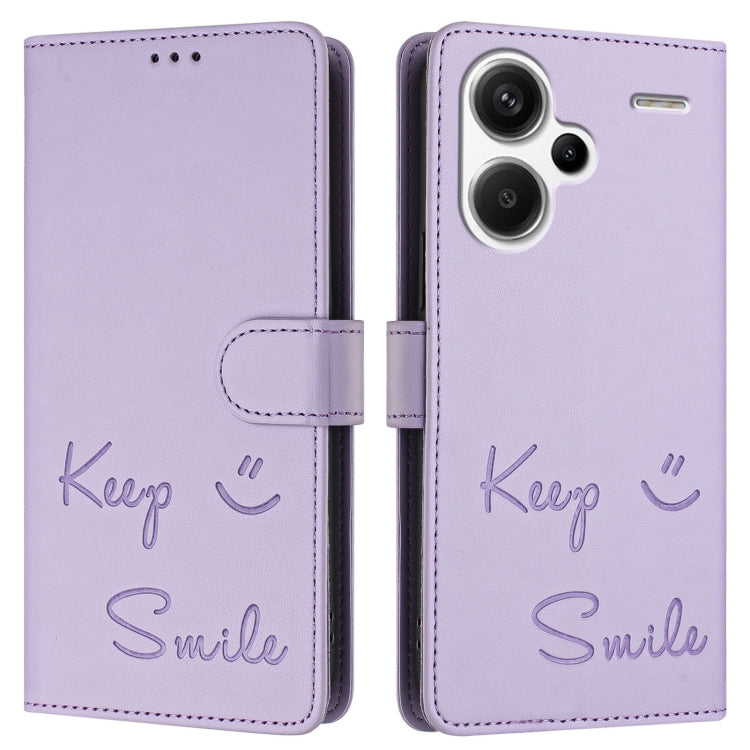 For Redmi Note 13 Pro+ Global Smile Embossing RFID Leather Phone Case