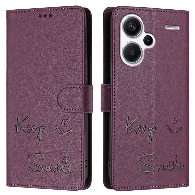 For Redmi Note 13 Pro+ Global Smile Embossing RFID Leather Phone Case