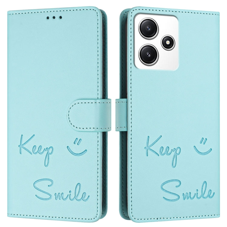 For Redmi 12 4G Global / India Smile Embossing RFID Leather Phone Case
