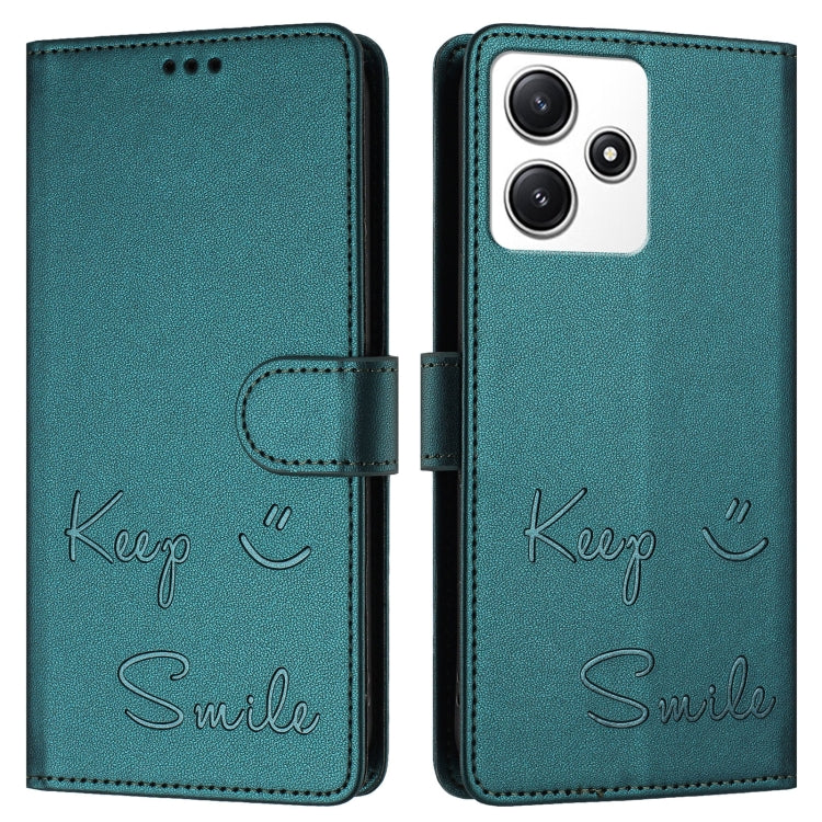 For Redmi 12 5G Global / India Smile Embossing RFID Leather Phone Case