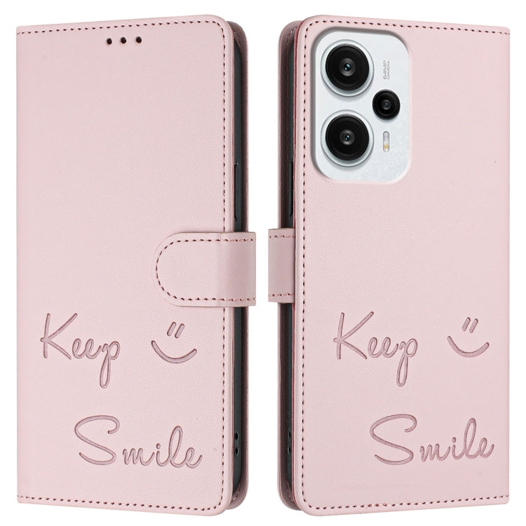 For Redmi Note 12 Turbo Smile Embossing RFID Leather Phone Case