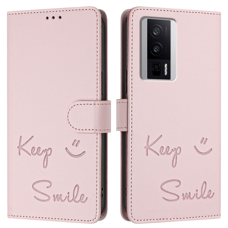 For Redmi K60 / K60 Pro Smile Embossing RFID Leather Phone Case