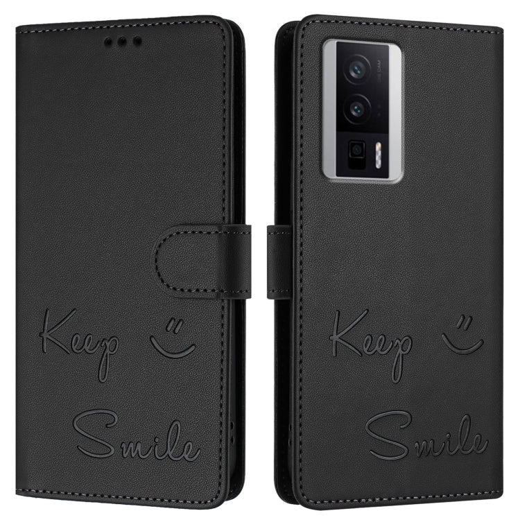 For Redmi K60 / K60 Pro Smile Embossing RFID Leather Phone Case