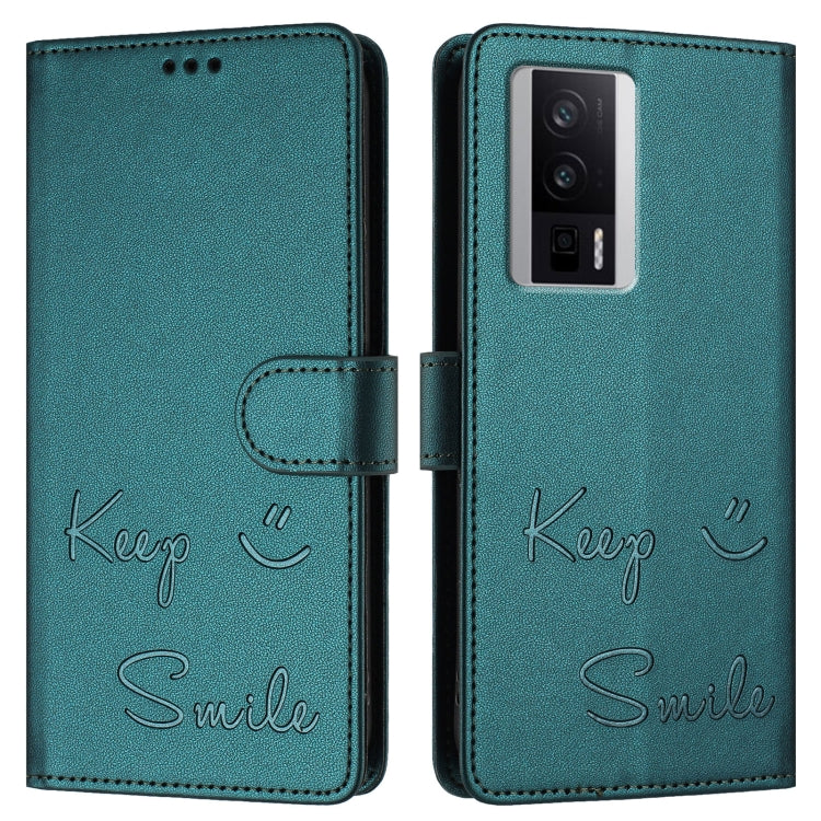 For Redmi K60 / K60 Pro Smile Embossing RFID Leather Phone Case