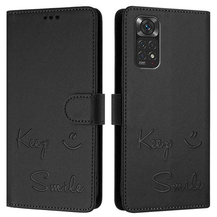For Redmi Note 11S / Note 11 Global Smile Embossing RFID Leather Phone Case
