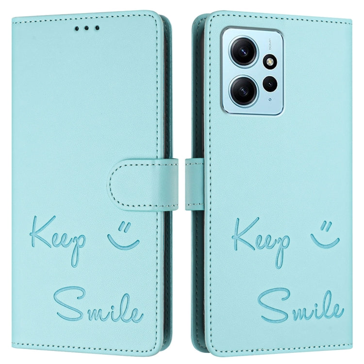 For Redmi Note 12 4G Global Smile Embossing RFID Leather Phone Case