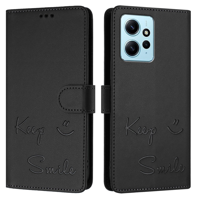 For Redmi Note 12 4G Global Smile Embossing RFID Leather Phone Case