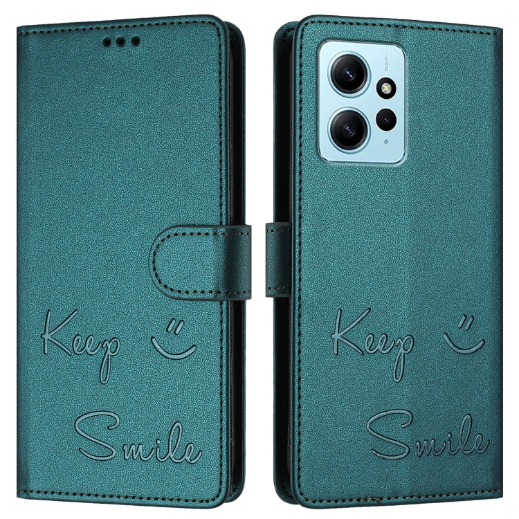 For Redmi Note 12 4G Global Smile Embossing RFID Leather Phone Case