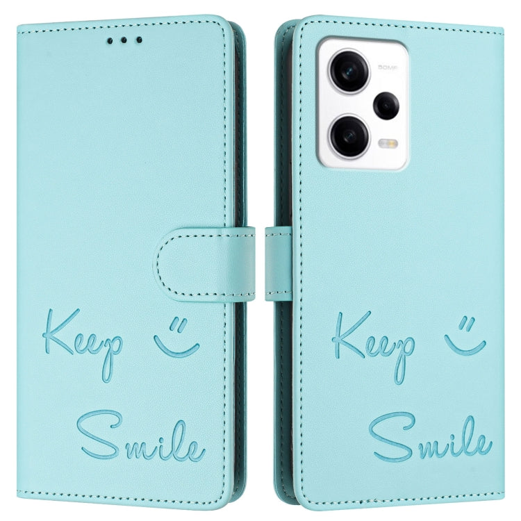 For Redmi Note 12 Explorer Smile Embossing RFID Leather Phone Case