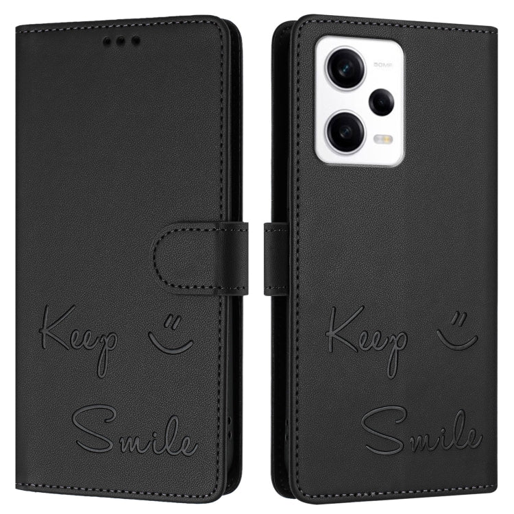 For Redmi Note 12 Explorer Smile Embossing RFID Leather Phone Case