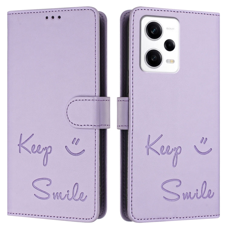 For Redmi Note 12 Explorer Smile Embossing RFID Leather Phone Case